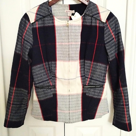 Plaid Zippered Blazer Jacket - Picture 5 of 8